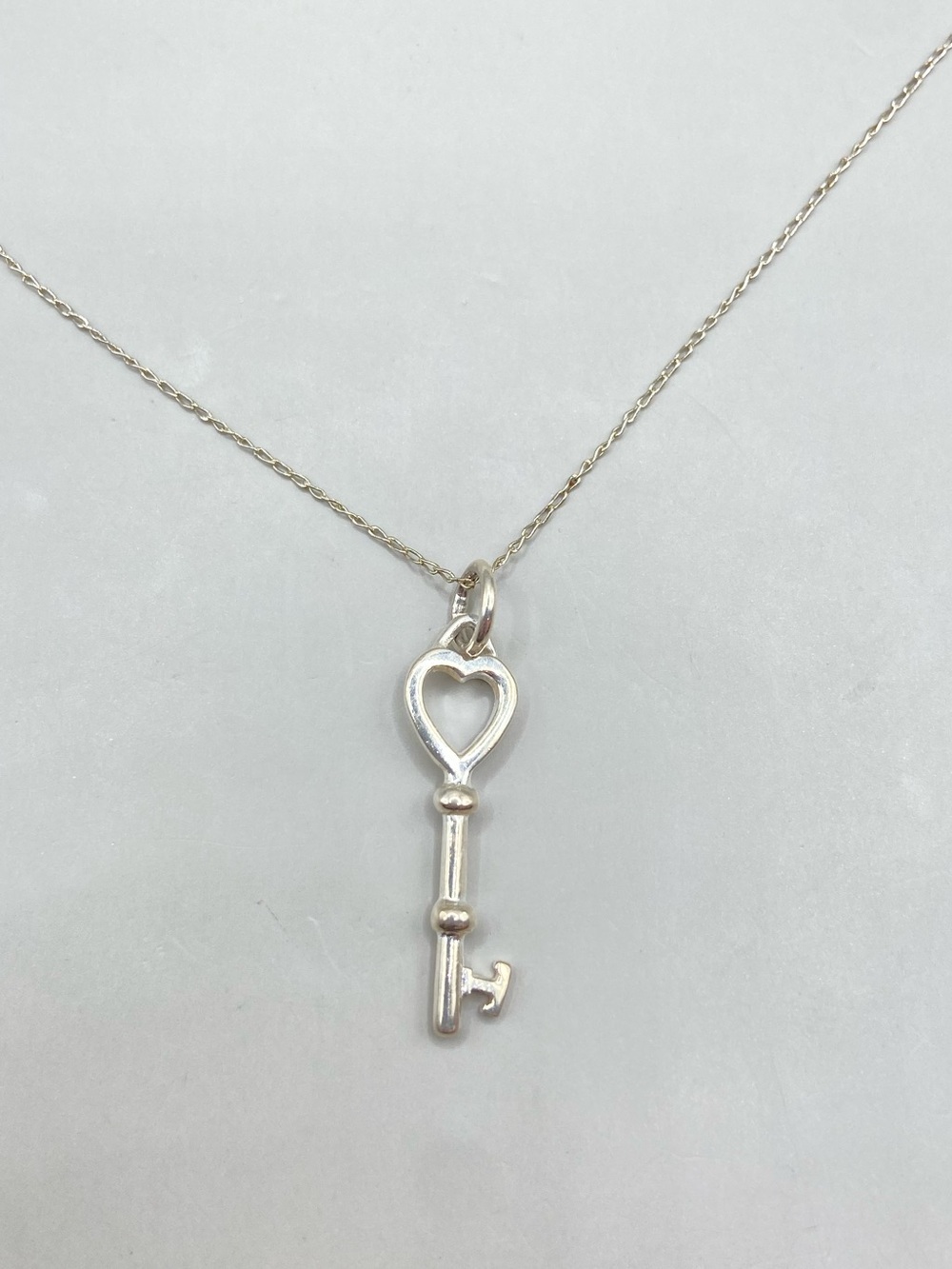 Sterling Silver Mini Heart Key Pendant Necklace